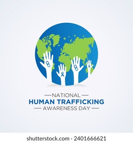 National Human Trafficking Awareness Day is observed every year on january 11. Vector illustration on the theme of Human Trafficking Day. Template for