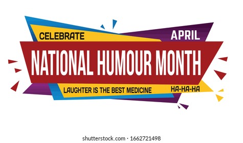 National humor month banner design on white background, vector illustration