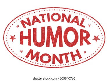 National humor month grunge rubber stamp on white background, vector illustration