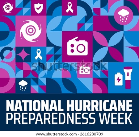 National Hurricane Preparedness Week Geometric shape pattern background banner or poster design template. observed every year in May. Holiday concept. Use to any Template, card, poster, placard.