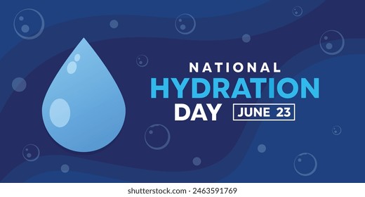 National Hydration Day.  Great for cards, banners, posters, social media and more. Blue background. 