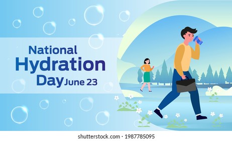 National Hydration Day on june 23 business brochure flyer banner design horizontal template vector, cover presentation abstract, modern publication poster and flag-banner, layout in rectangle size.