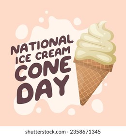 For National Ice Cream Cone Day celebrations, use this vector illustration of the holiday. Flyer design, flat illustration, and flat design.
