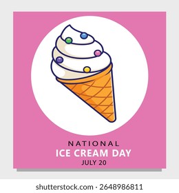 National Ice Cream Day Celebration with Delicious flavoured ice cream. Logo vector illustration.
