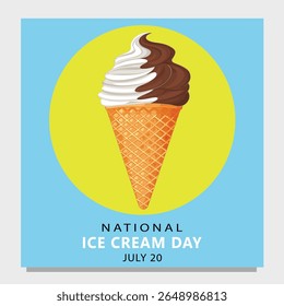 National Ice Cream Day Celebration with Delicious flavoured ice cream. Logo vector illustration.