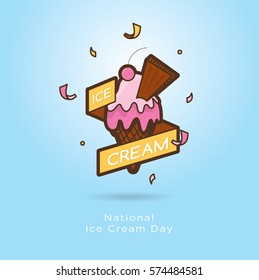 National ice cream day celebrations/ Happy background