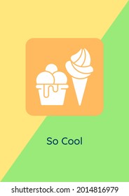 National ice cream day greeting card with glyph icon element. Creative simple postcard vector design. Decorative invitation with minimal illustration. Creative banner with celebratory text