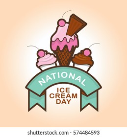 National ice cream day greetings/ Desserts vector art