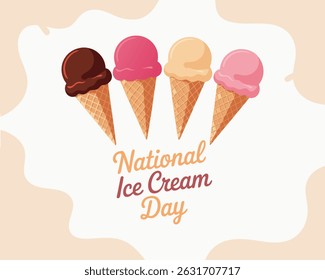 National ice cream day. Holiday concept. Template for background, banner, card, poster, tshirt with text inscription