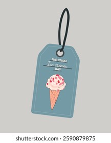 National Ice Cream Day Illustration at Strawberry Ice Cream Sale Tag