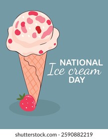 National Ice Cream Day Illustration at Strawberry Ice Cream