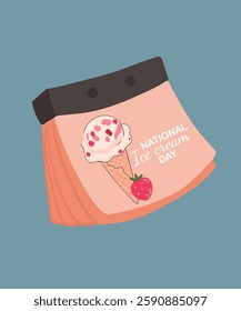 National Ice Cream Day Illustration at Strawberry Ice Cream Wall Calendare