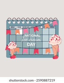 National Ice Cream Day Illustration at Strawberry Ice Cream Calendare,Decorations