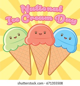 National Ice Cream Day / Month vector illustration