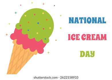 National Ice Cream Day. Template for background, banner, card, poster. Vector illustration.