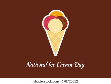 National Ice Cream Day vector. Ice cream cone vector illustration. Important day