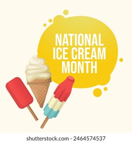 National Ice Cream Month vector design template good for celebration usage. Ice cream vector illustration. vector eps 10. flat design.