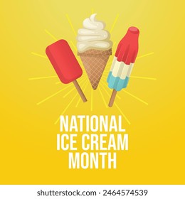 National Ice Cream Month vector design template good for celebration usage. Ice cream vector illustration. vector eps 10. flat design.