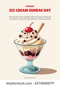 National Ice Cream Sundae Day background. Vector illustration.