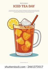 Hintergrund des National Iced Tea Day. Vektorillustration.