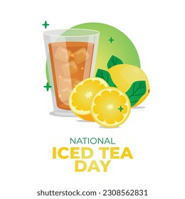 national iced tea day with tea and lemon illustration. summer drink illustration. iced tea vector illustration. lemon illustration