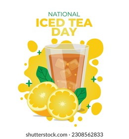 national iced tea day with tea and lemon illustration. summer drink illustration. iced tea vector illustration. lemon illustration