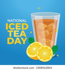 national iced tea day with tea and lemon illustration. summer drink illustration. iced tea vector illustration. lemon illustration
