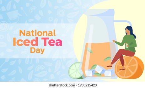 National Iced Tea Day on june 10 business brochure flyer banner design horizontal template vector, cover presentation abstract, modern publication poster and flag-banner, layout in rectangle size.