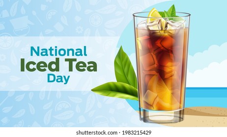 National Iced Tea Day on june 10 business brochure flyer banner design horizontal template vector, cover presentation abstract, modern publication poster and flag-banner, layout in rectangle size.