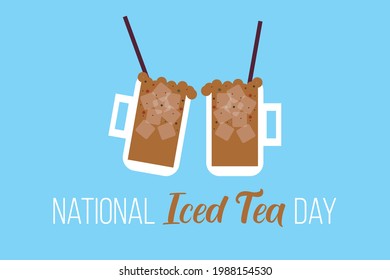 Nationaler Icter Tea Day, Vektorhintergrund. Eistee in kalten Teebeutel. Dringende konzeptionelle Vektorgrafik.  