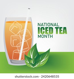 Gráfica vectorial del Mes del té helado nacional buena para la celebración del Mes del té helado nacional. diseño plano... diseño sencillo y elegante