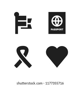 national icon. 4 national vector icons set. passport, heart and awareness ribbon icons for web and design about national theme