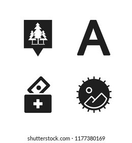 national icon. 4 national vector icons set. donation, national park pin and capital a icons for web and design about national theme