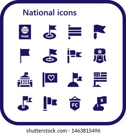 national icon set. 16 filled national icons.  Simple modern icons about  - Passport, Flag, Flags, Russian, White house
