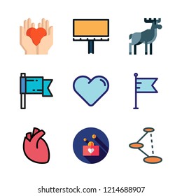national icon set. vector set about shortcut, donation, heart and maps and flags icons set.
