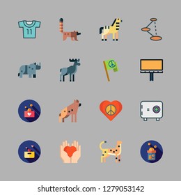 national icon set. vector set about moose, donation, safebox id and rhinoceros icons set.
