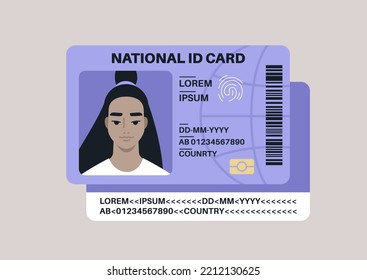 National Id Card Template Young Female Stock Vector (Royalty Free ...