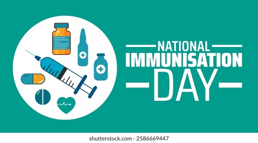 National Immunisation Day background banner or poster design template. observed every year in March. Holiday concept. Use to any Template, card, poster, placard, template.