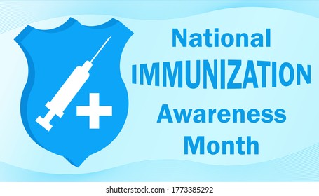 En agosto se celebra anualmente el Mes Nacional de Concienciación sobre la Inmunización para promover la importancia de la inmunología y la medicina en la vida humana. Todos los elementos están aislados.