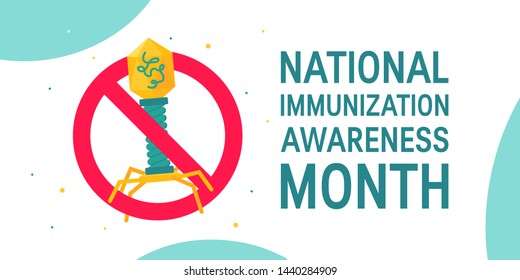 National immunization awareness month concept. Vector illustration on white background. Horizontal template for web banners, advertising etc.
