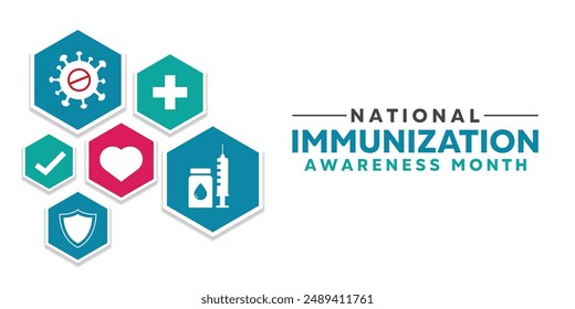 National Immunization Awareness Month. Great for cards, banners, posters, social media and more. White background.

