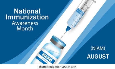 National Immunization Awareness Month vector banner.Vaccination concept.