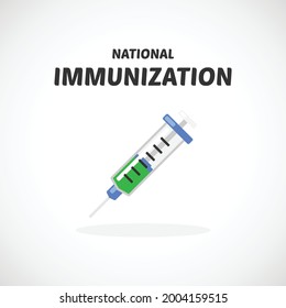 National immunization concept design. Avoid spread of virus. Syringe vector illustration good for campaign or poster. Lets get vaccine.