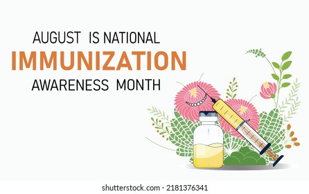 Mes nacional de inmunización o sensibilización sobre la inmunización. Plantilla para fondo, banner, tarjeta, afiche con inscripción de texto. Ilustración del vector