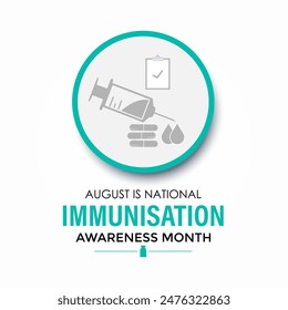 National immunization or immunisation awareness month. Immunization raises the awareness about why vaccines are important for people.Vector illustration. Banner poster, flyer and background design.