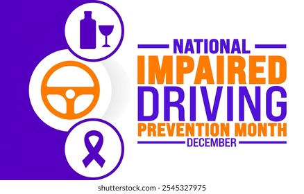 National Impaired Driving Prevention Month background, banner or poster design template. observed every year in December. Holiday concept. Use to any Template, card, poster, placard, template.