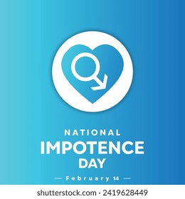 National Impotence Day. Man symbol and heart. Template for background, banner, card, poster with text inscription. Vector EPS10 illustration. Blue Background.