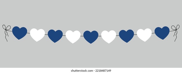 National Independence Day in Finland, flag of Finland hearts garland, string of white and blue hearts, decoration, vector illustration