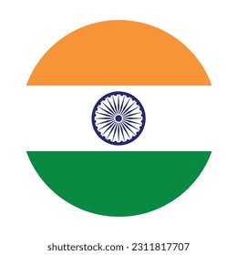 National India flag in circle Vector illustration 