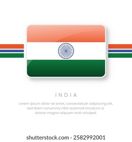 National India Flag.Vector India Button Flag. Realistic National Flag Design and Vector Template.